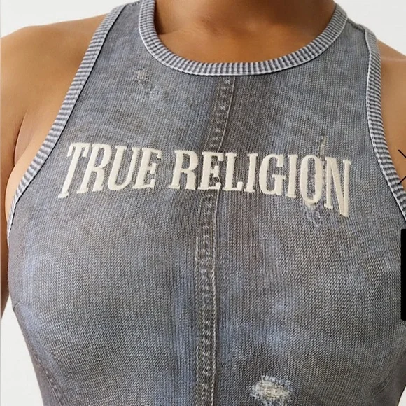 True Religion Distressed Gray Mini Dress - Picture 4 of 6